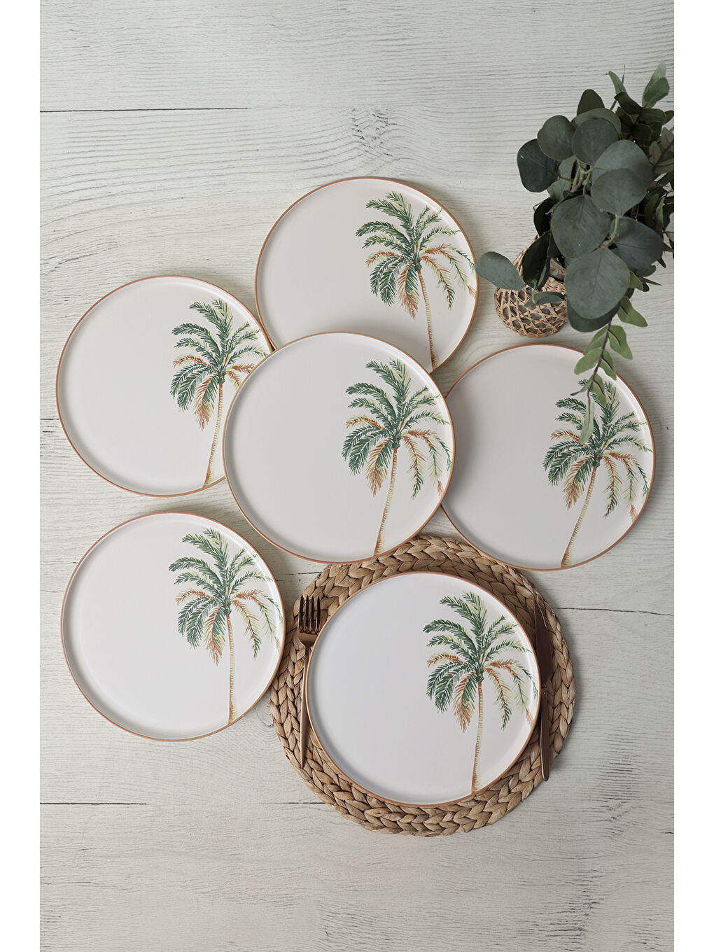 Karışık Bronze Palmiye Nordic Servis Tabağı 28 Cm 6 Adet