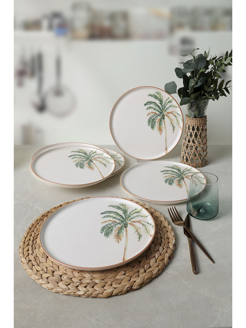 Karışık Bronze Palmiye Nordic Servis Tabağı 28 Cm 6 Adet-1