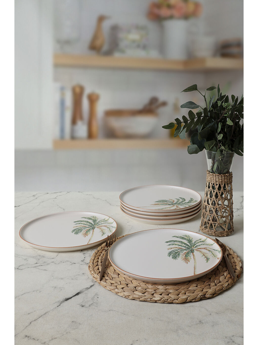 Karışık Bronze Palmiye Nordic Servis Tabağı 28 Cm 6 Adet-2