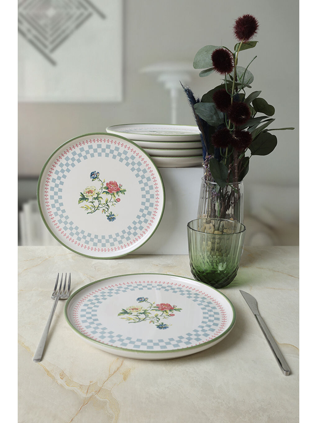 Karışık Rose Line Nordic Pasta Tabağı 22 Cm 6 Adet-1