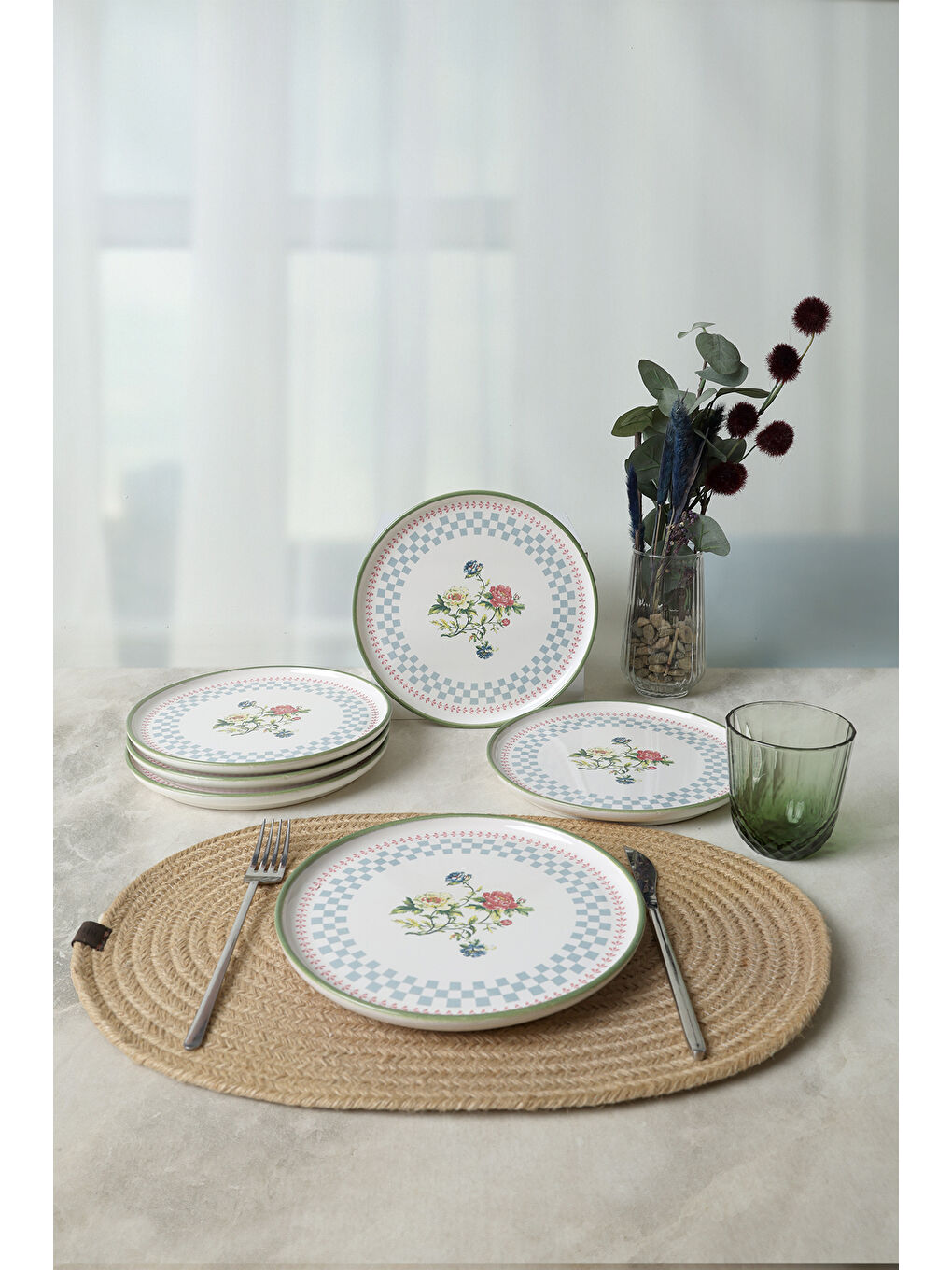 Karışık Rose Line Nordic Pasta Tabağı 22 Cm 6 Adet-2