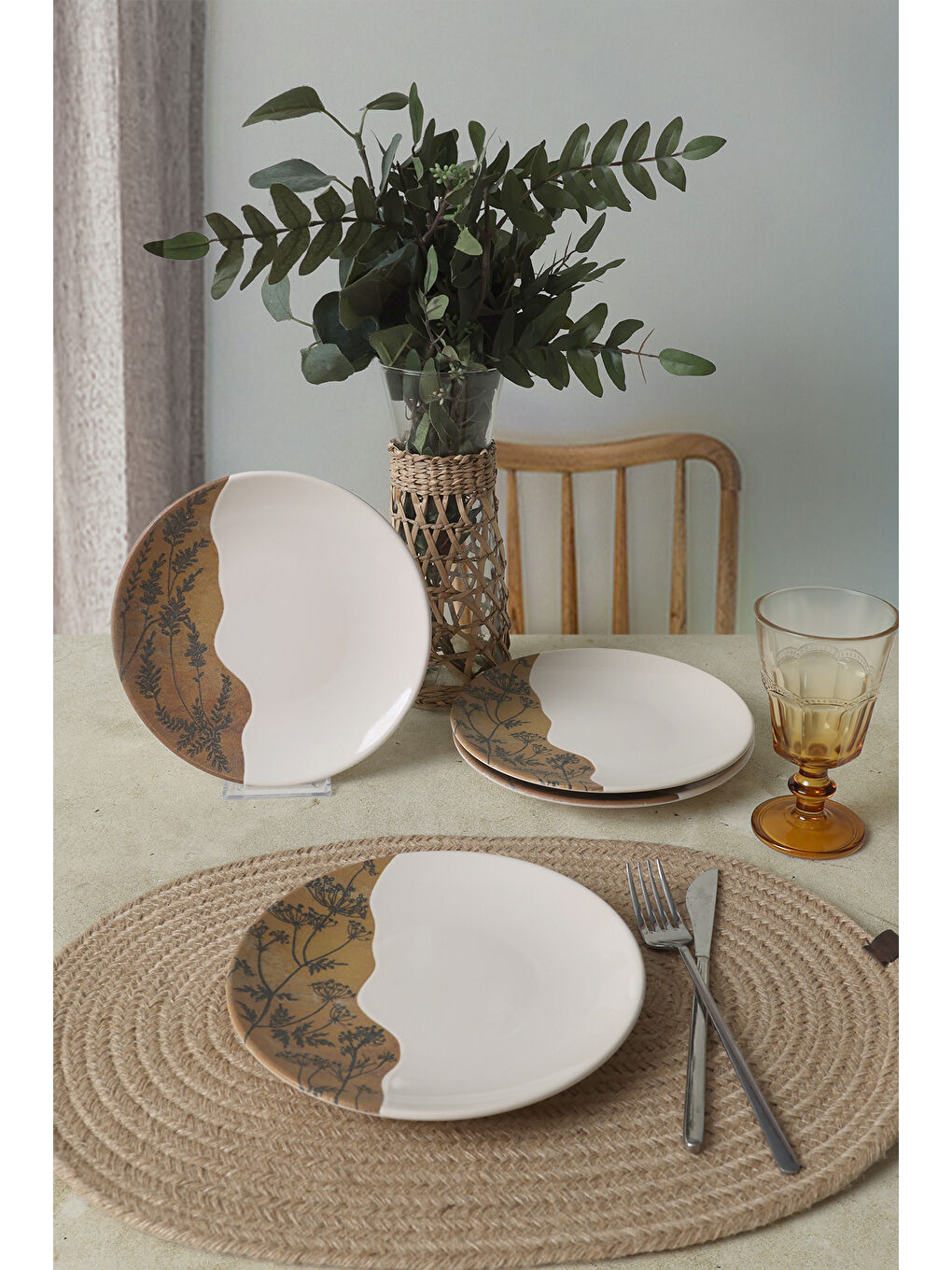 Karışık Terra Leaf Ege Pasta Tabağı 20 Cm 4 Adet-1