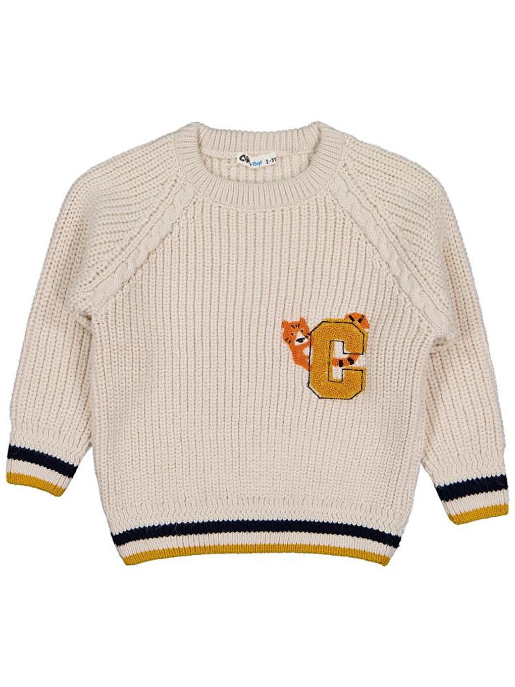 Boys Kaplan C Nakışlı 2-5 Yaş Kazak - Bej 4-5 Yaş