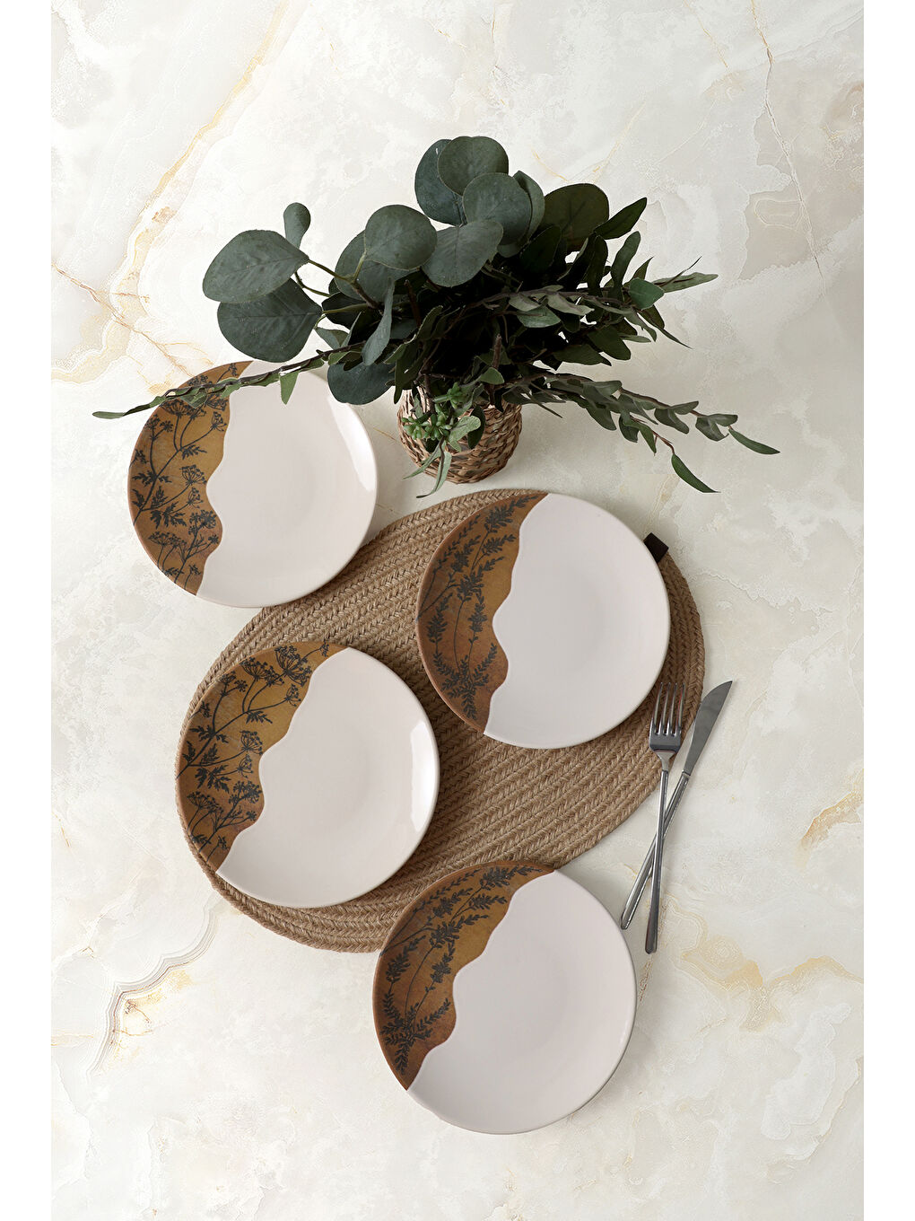 Karışık Terra Leaf Ege Pasta Tabağı 20 Cm 4 Adet-3