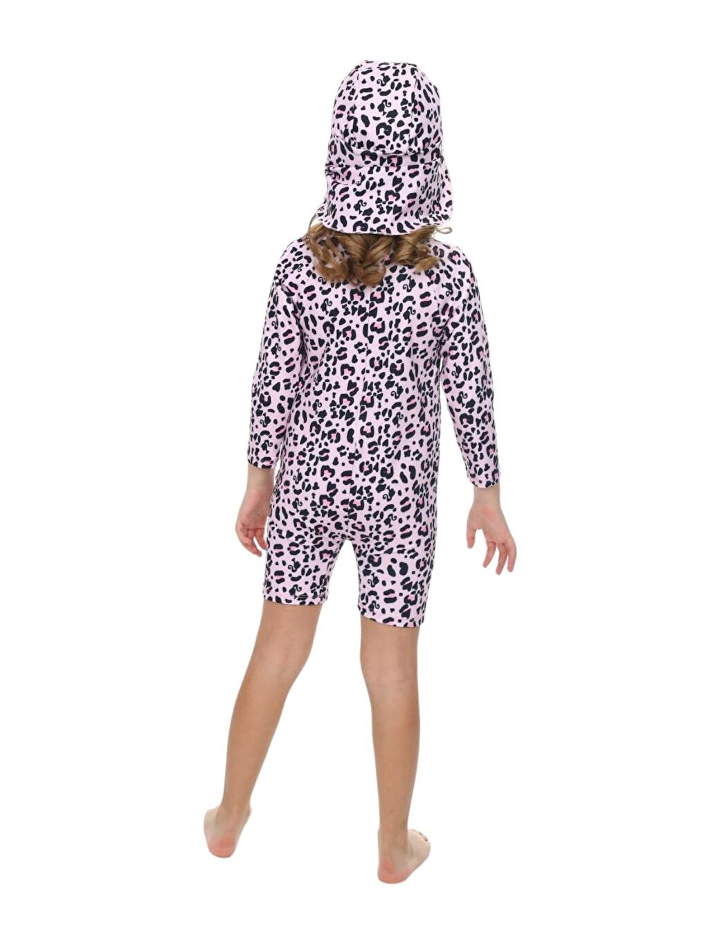 Siyah Şapkalı Fermuarlı Uzun Kollu Kız Çocuk Mayo-1