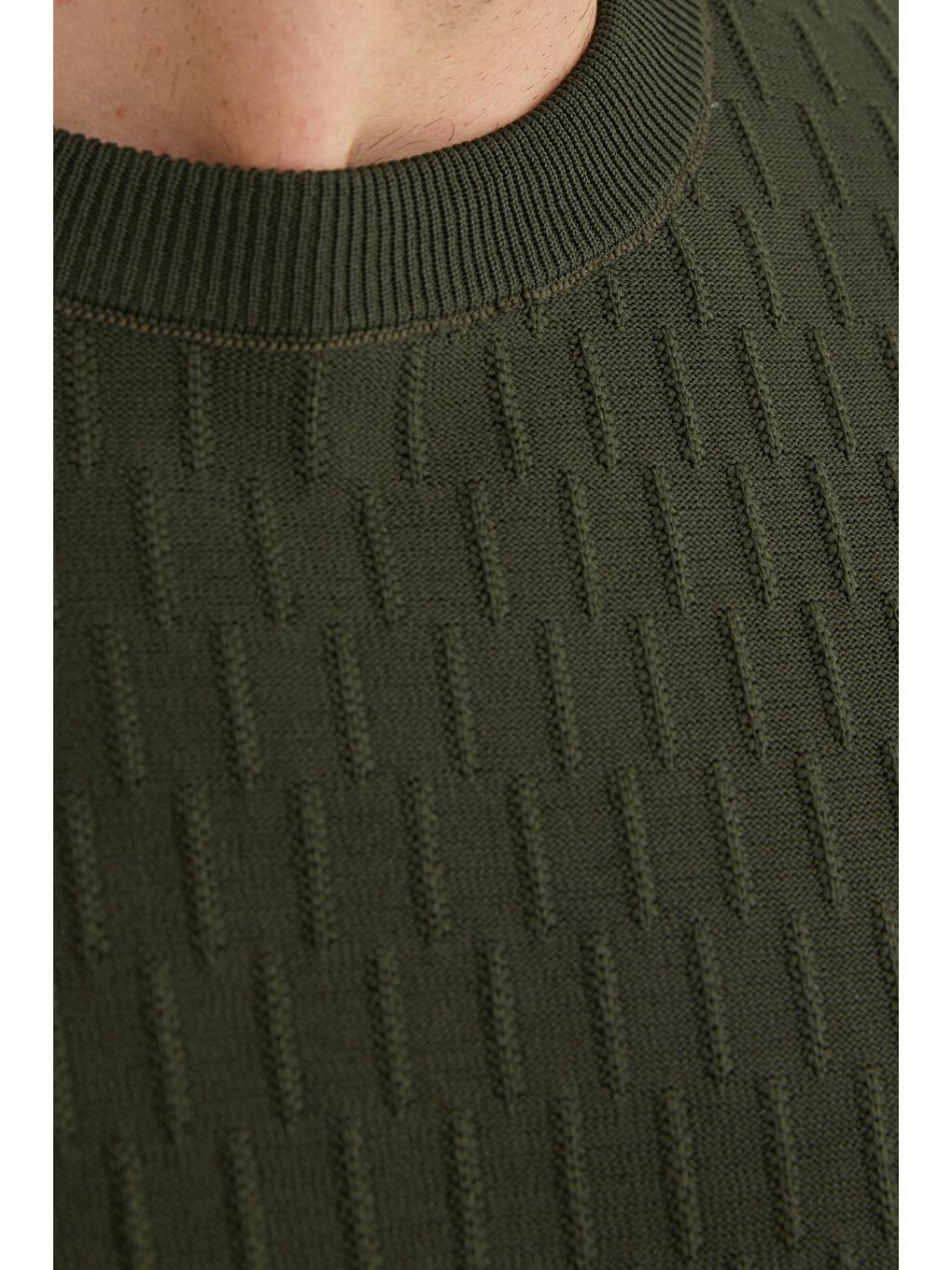 Haki Basic Bisiklet Yaka Triko Kazak-4