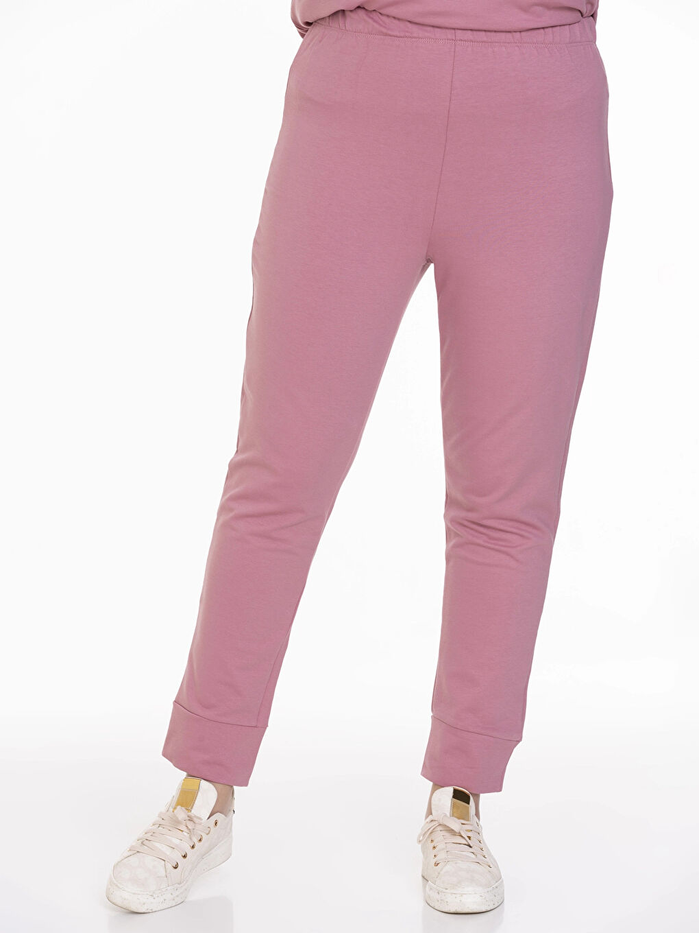 Pembe Beli Lastikli Kadın Eşofman Altı N002-1