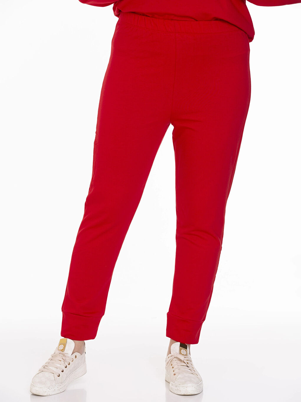 Kırmızı Beli Lastikli Kadın Eşofman Altı N002-2