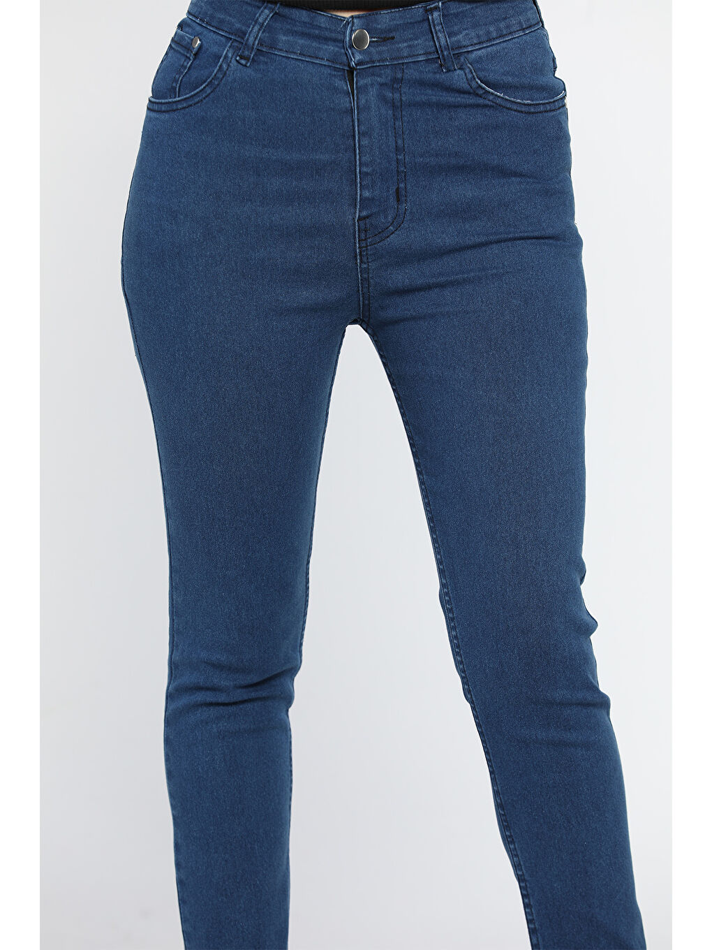 Lacivert Yüksek Bel Kadın Jean Pantolon-3