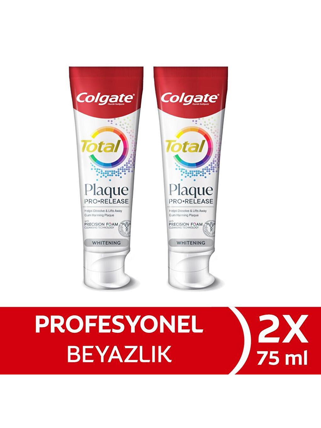 Colgate Beyaz Total Plaque Pro Release White 75 ml x2