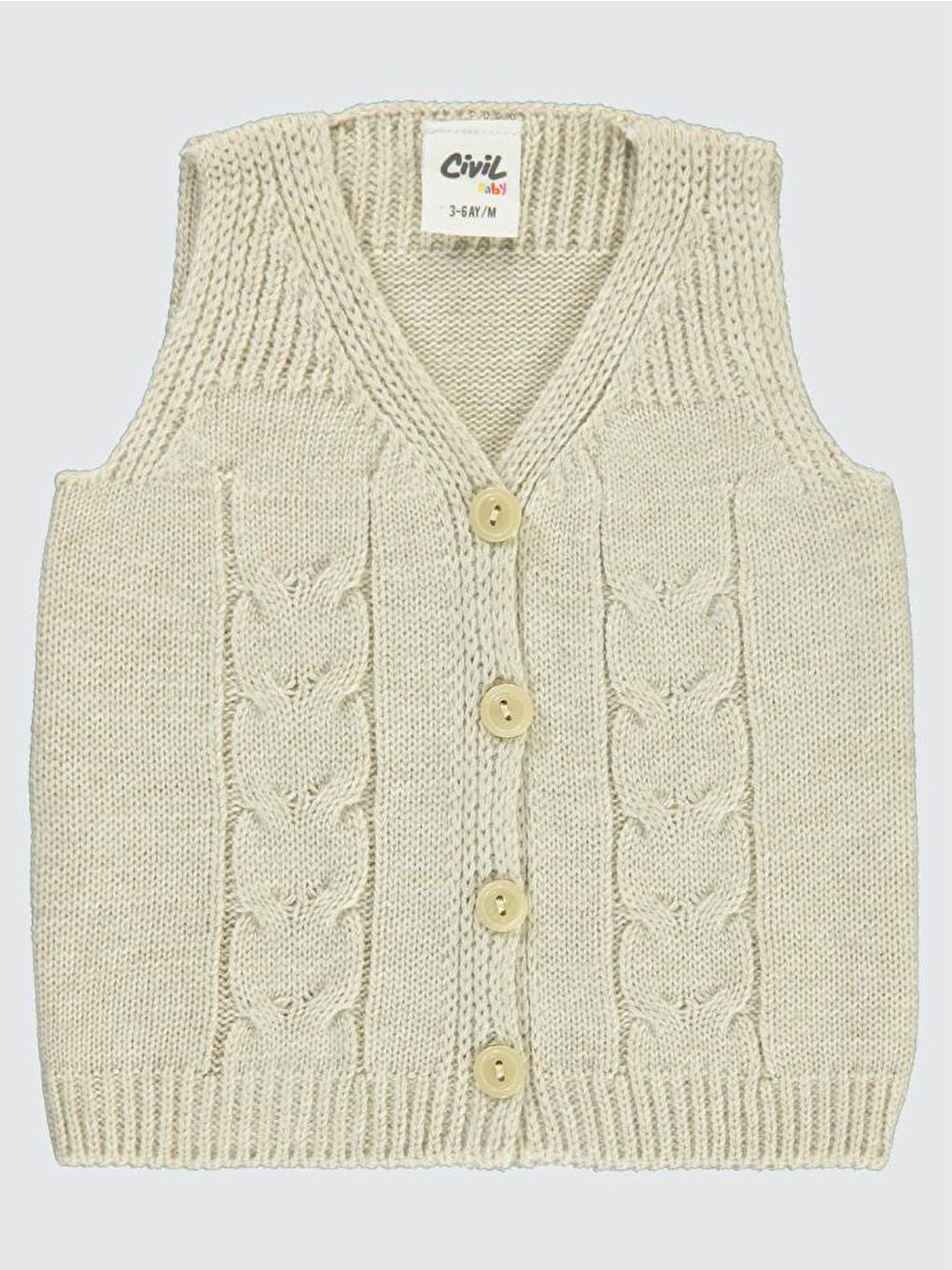 Baby Saç Örgülü 3-18 Ay Yelek - Bej 18-24 Ay
