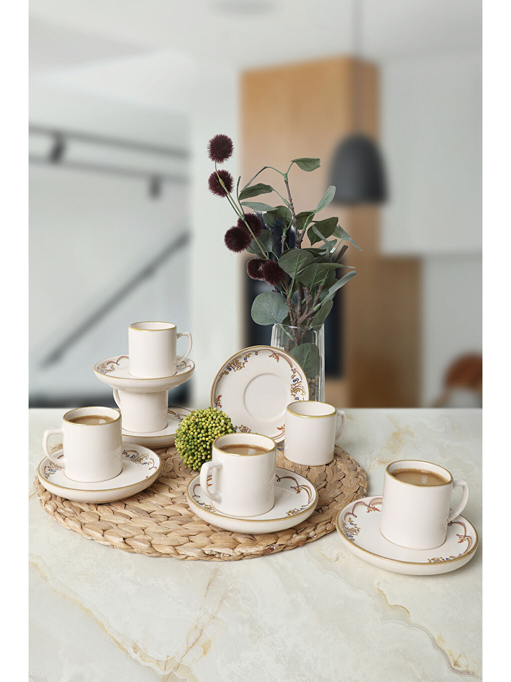 Karışık Bronze Bloom Nordic Kahve Takımı 12 Parça 6 Kişilik-1