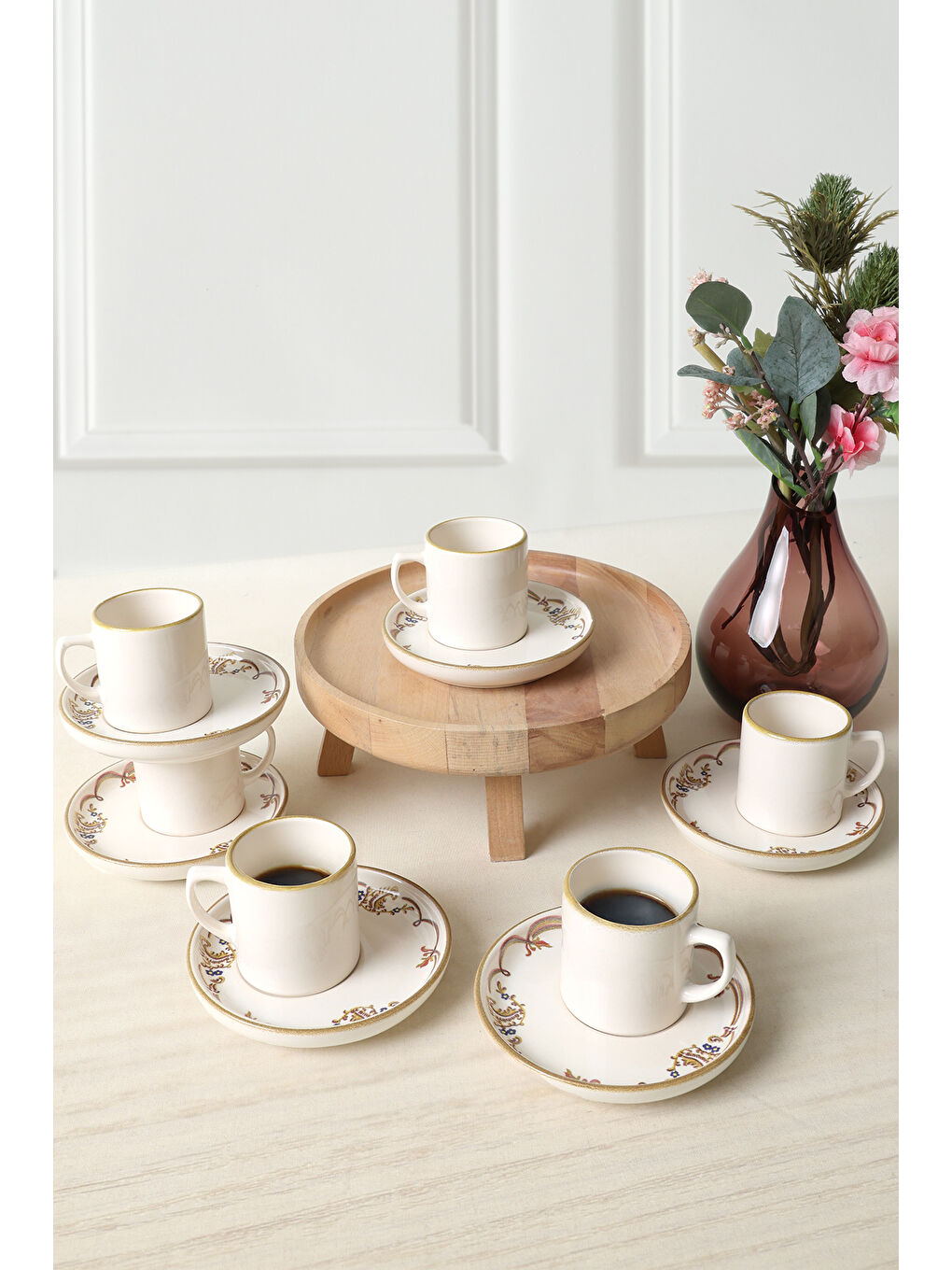 Karışık Bronze Bloom Nordic Kahve Takımı 12 Parça 6 Kişilik-2