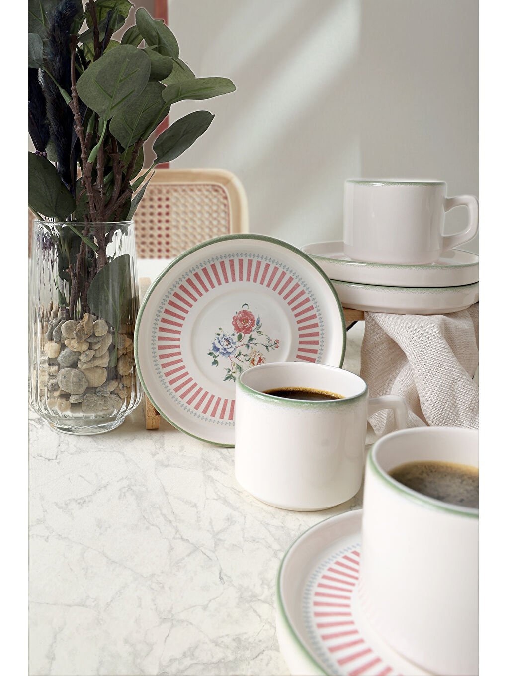 Karışık Rose Line Stackable Çay Takımı 12 Parça 6 Kişilik-3