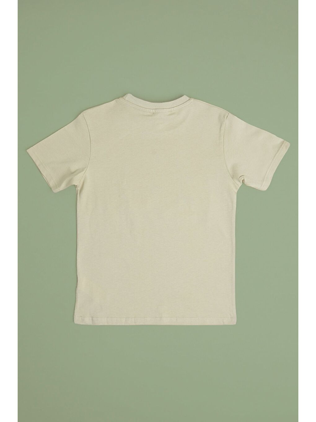 Bej New York Baskılı Bisiklet Yaka Erkek Çocuk Tişört-1