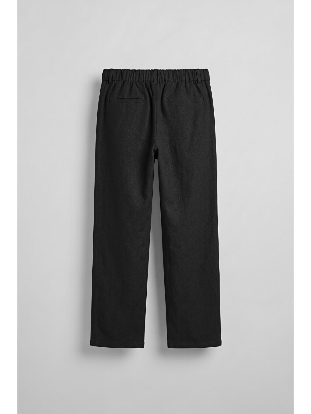 Erkek Relaxed Fit Keten Görünümlü Pantolon Siyah-1