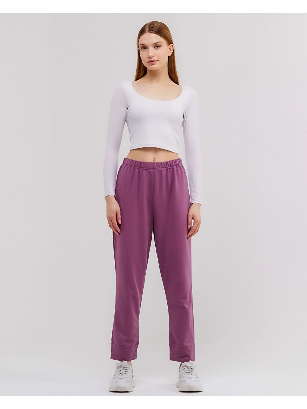 Mor Beli Lastikli Kadın Eşofman Altı N002