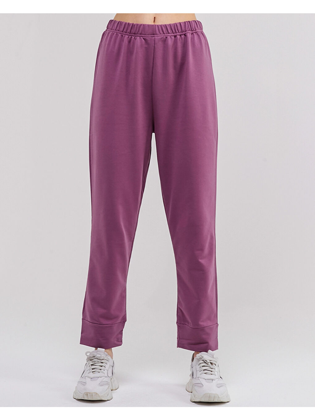 Mor Beli Lastikli Kadın Eşofman Altı N002-2