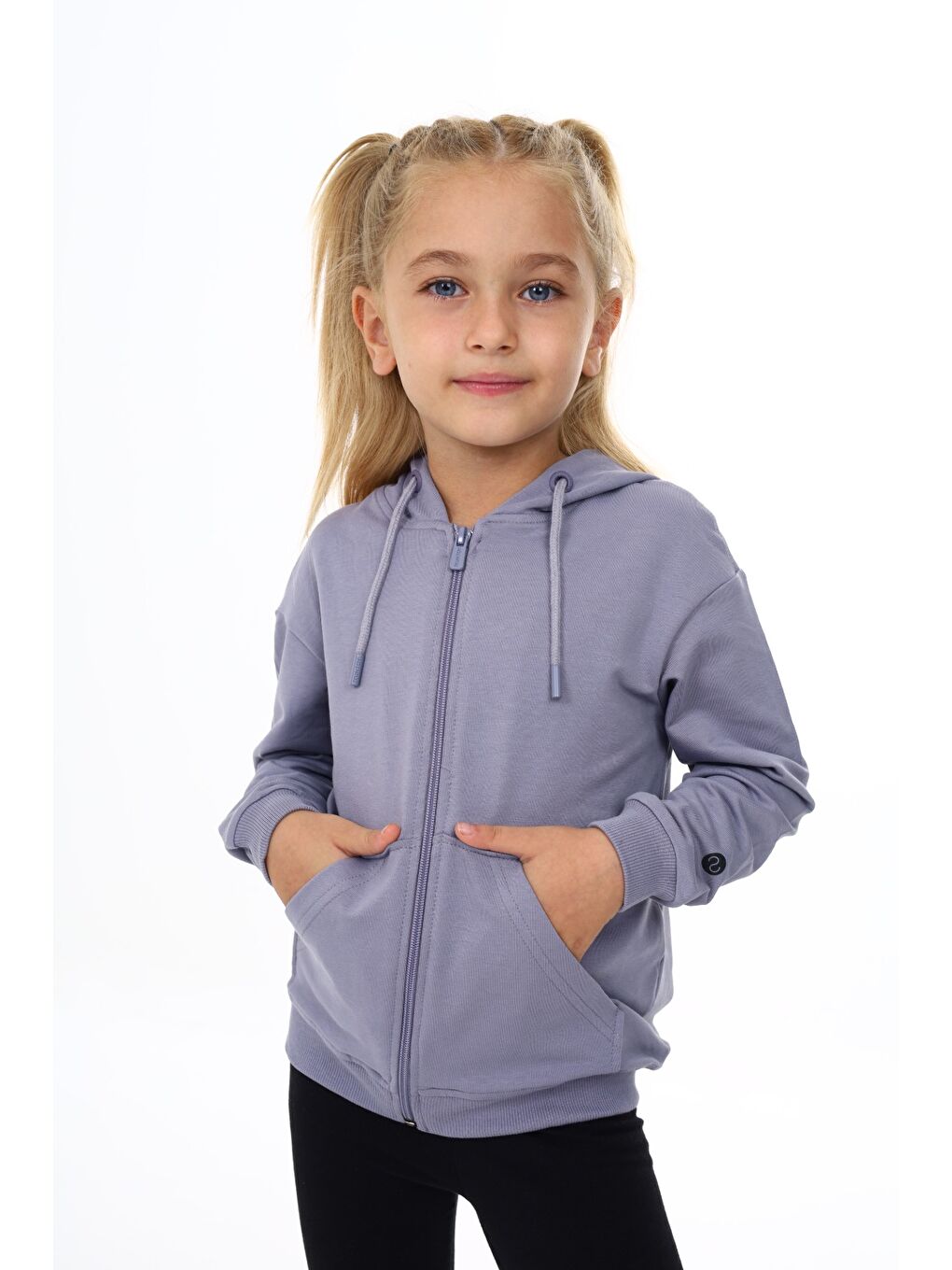 Toontoykids Gri Kız Çocuk Baskılı Fermuarlı Sweatshirt