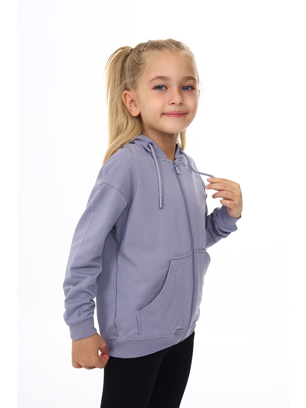 Toontoykids Gri Kız Çocuk Baskılı Fermuarlı Sweatshirt - 2