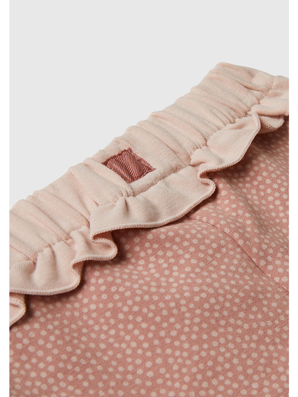 Pembe Bebek Gül Kurusu Tamamı Desenli Logo Etiketli Beli Fırfırlı İpli Eşofman Altı-2