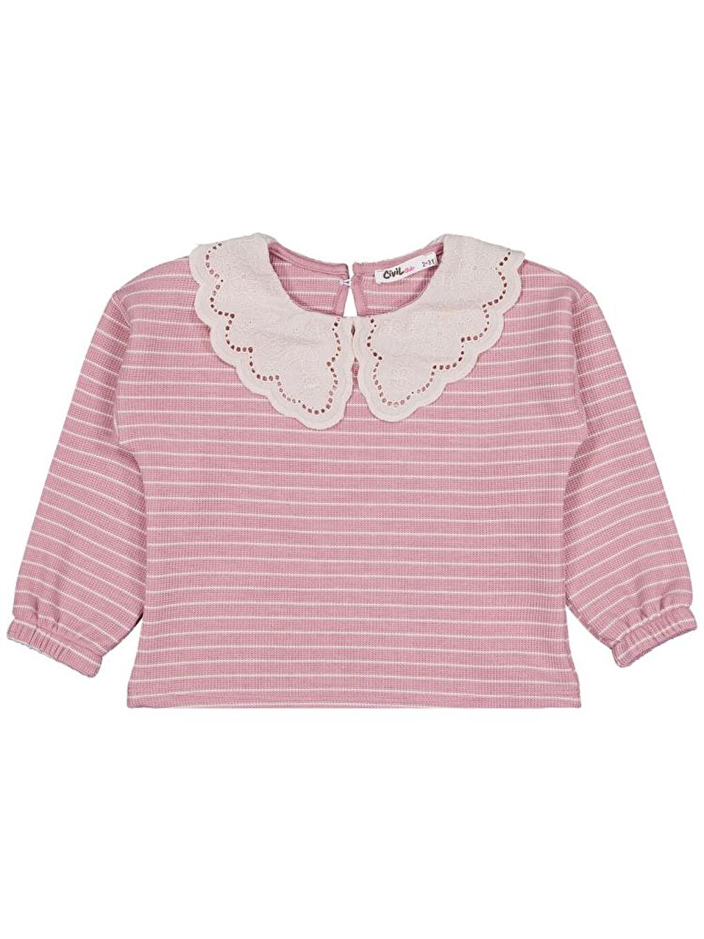 Girls Çizgili 2-5 Yaş Sweatshirt - Pembe 5-6 Yaş