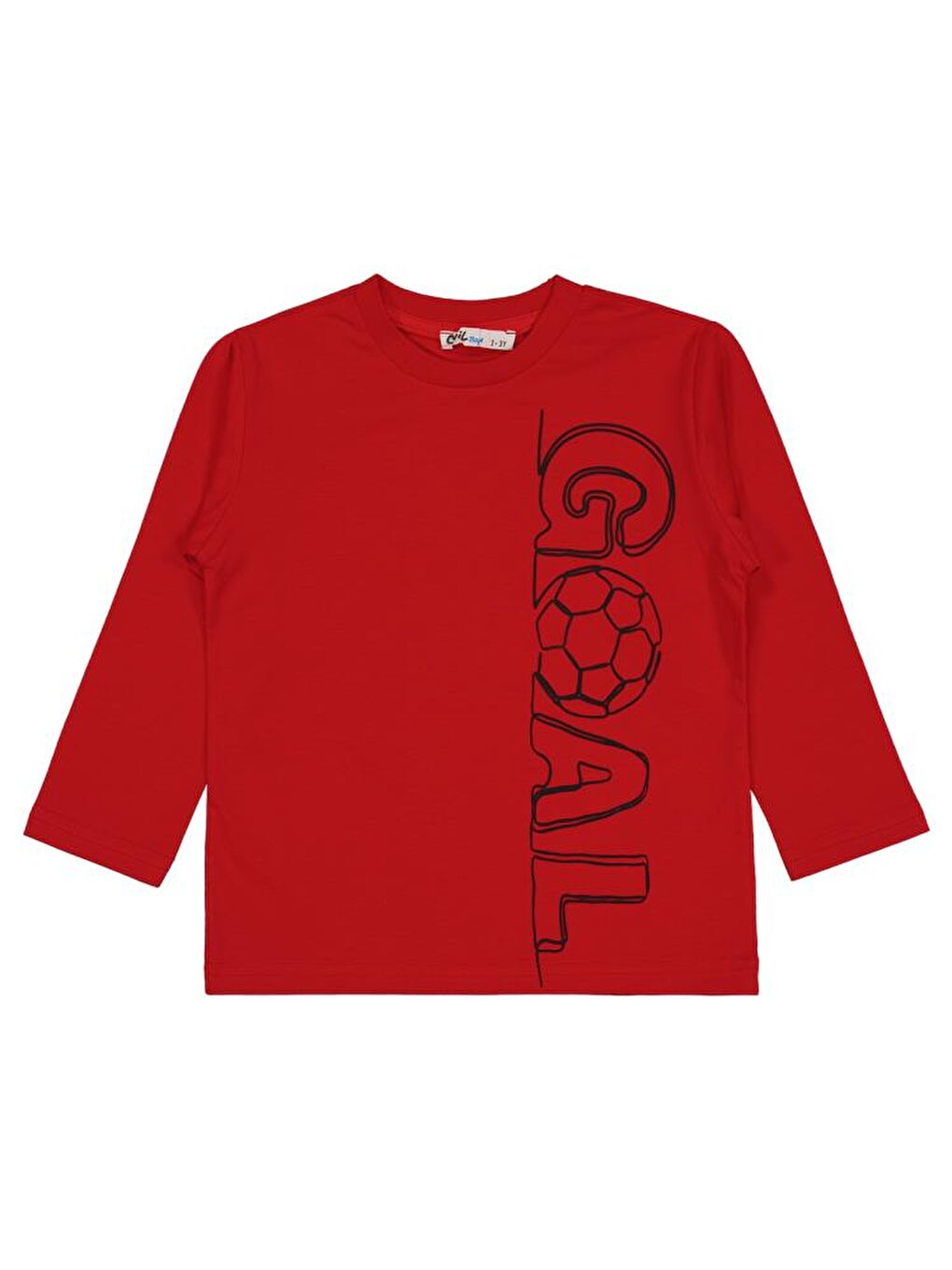 Boys Goal Baskılı 2-5 Yaş Sweatshirt - Kırmızı 3-4 Yaş