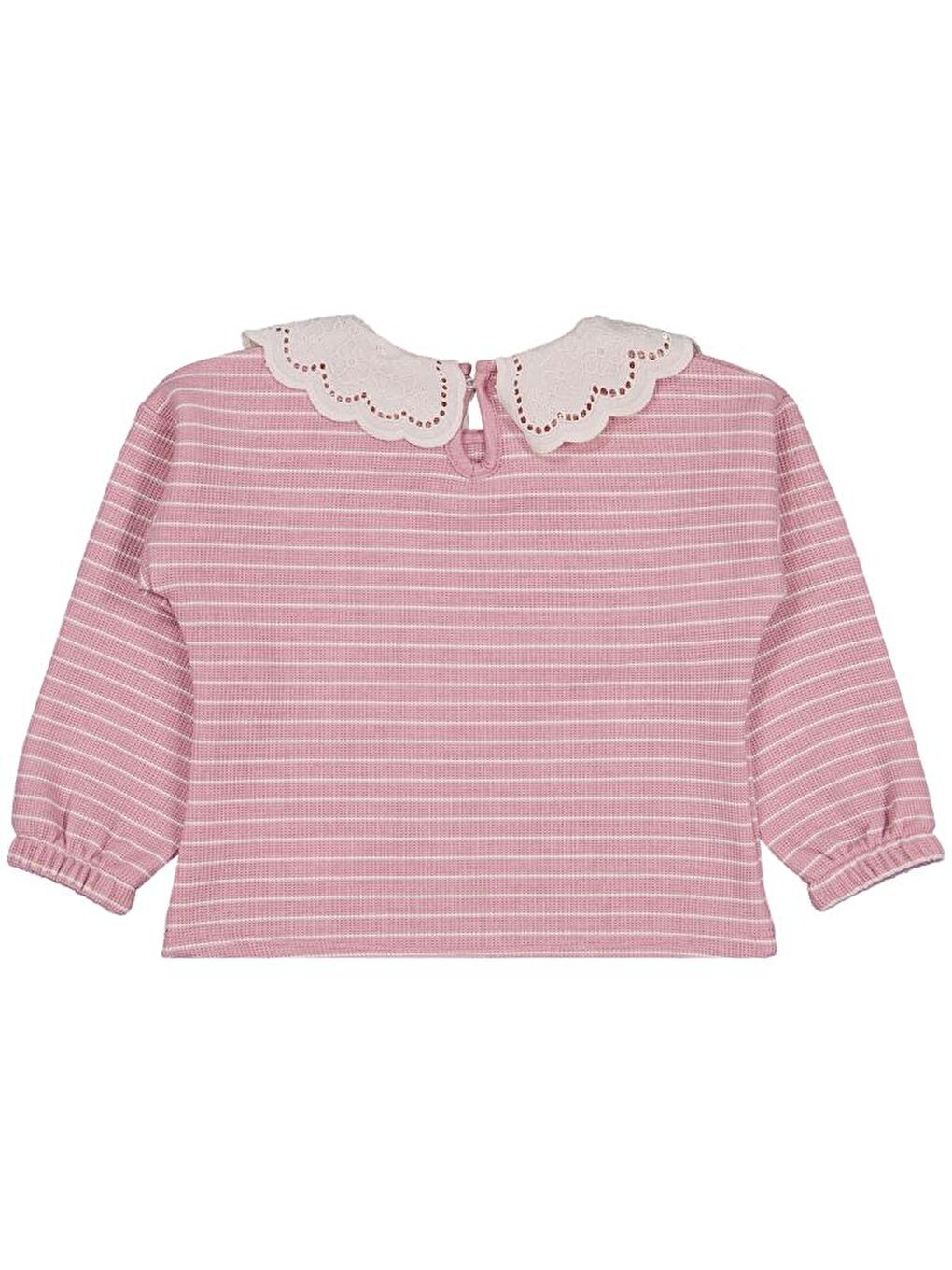 Girls Çizgili 2-5 Yaş Sweatshirt - Pembe 5-6 Yaş-1