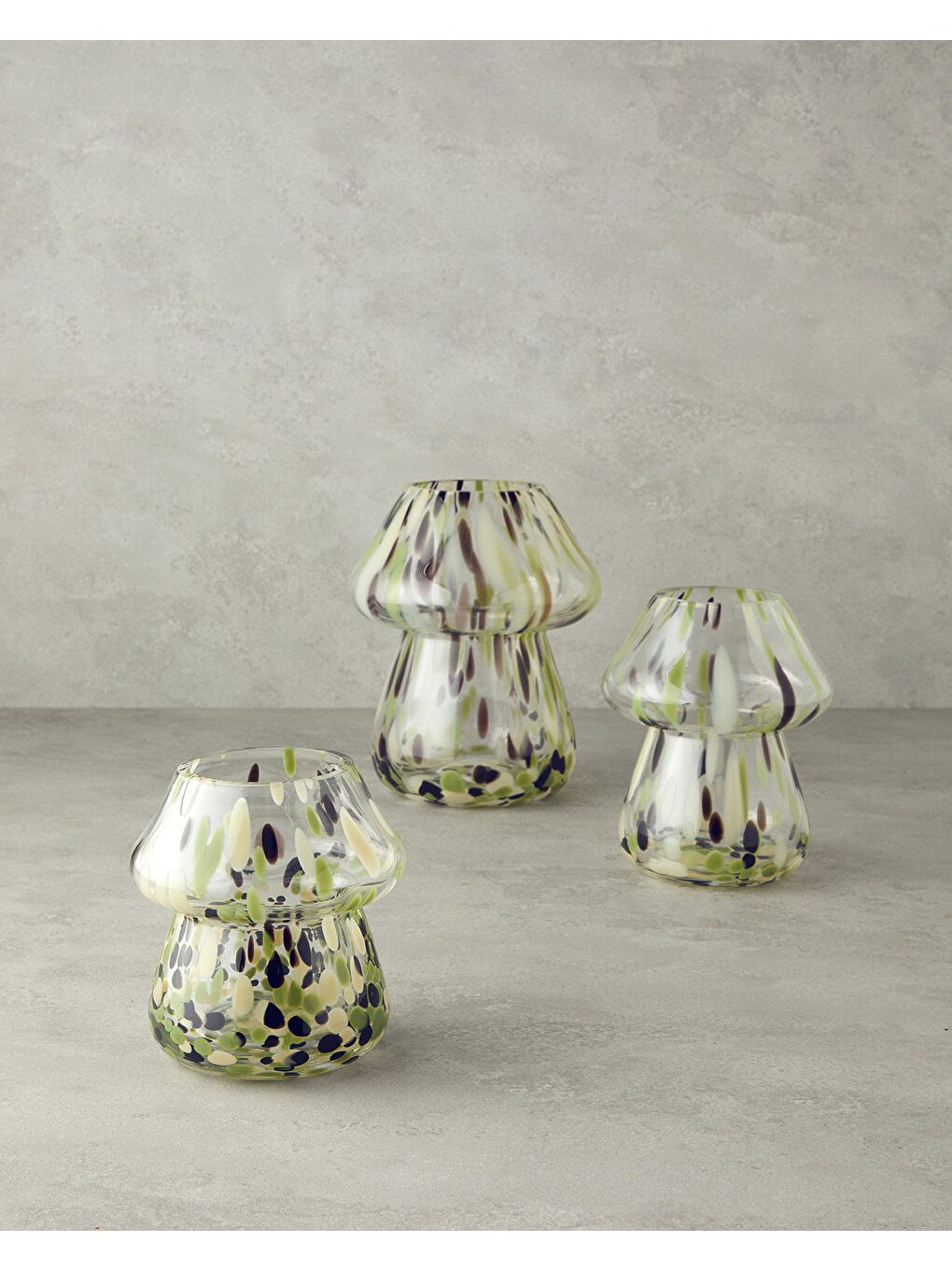 Beyaz Mushroom Cam Vazo Multicolor-3