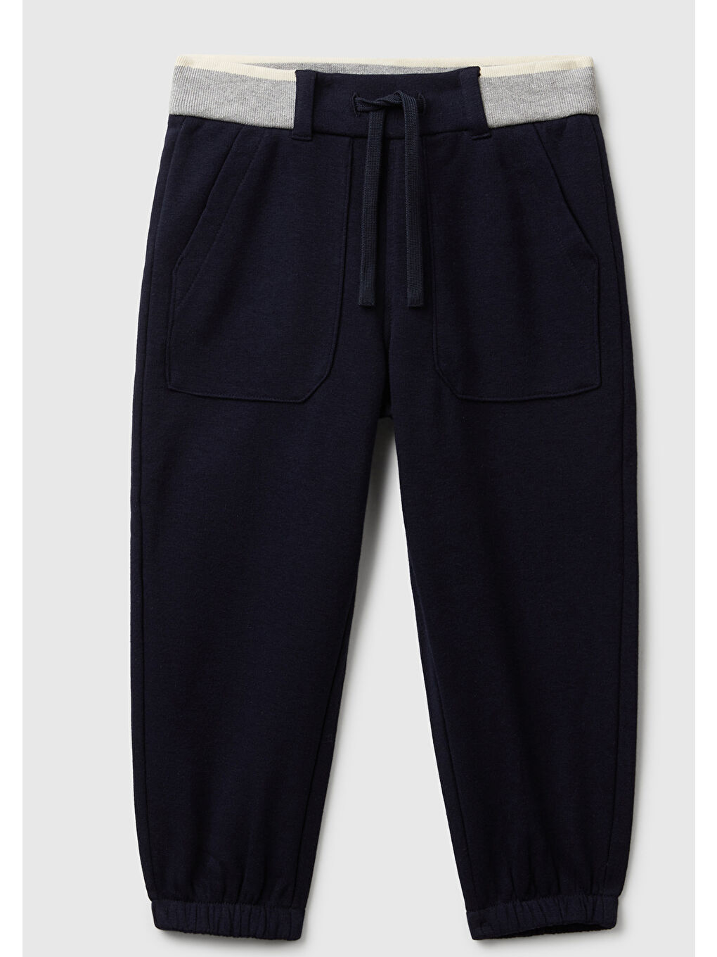 Erkek Çocuk Lacivert Logolu Çizgili Bel Bantlı Büzgü İpli Cepli Jogger Eşofman Altı