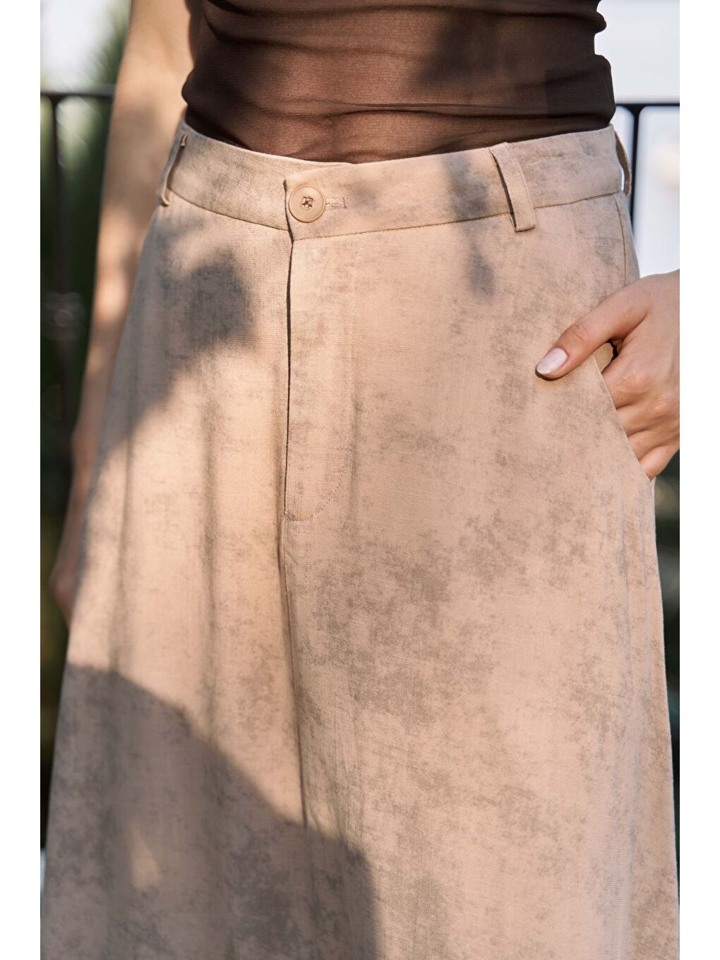 Bej Garias Cepli Uzun Batik Desenli Vizon Etek-6