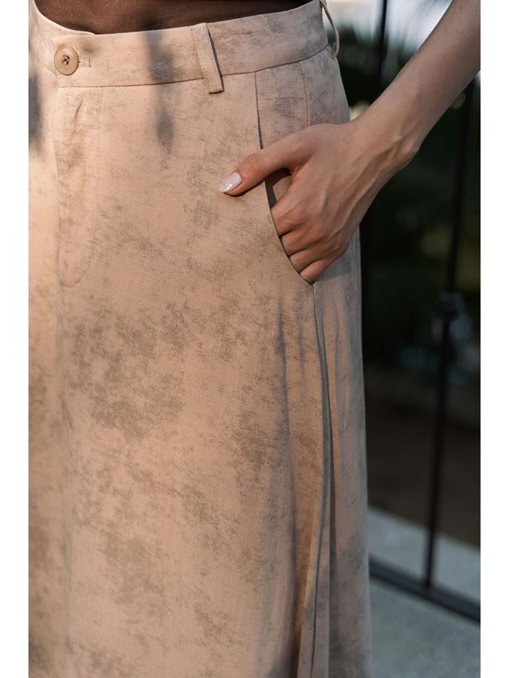 Bej Garias Cepli Uzun Batik Desenli Vizon Etek-7