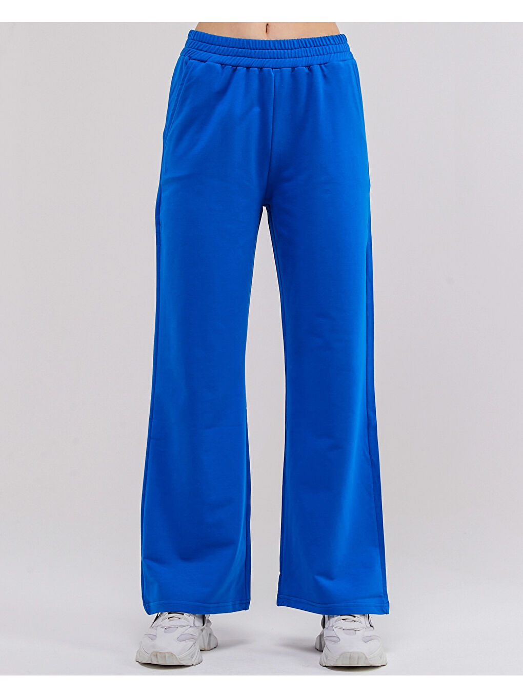 Mavi Beli Lastikli Bol Paça Kadın Eşofman Altı N003-2