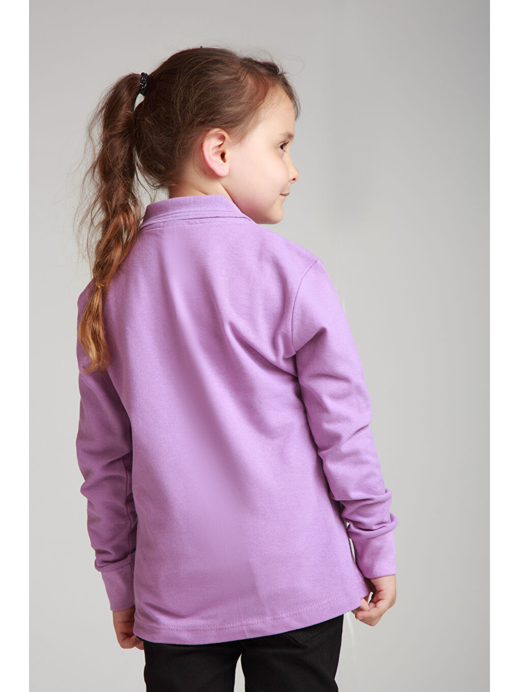Lila Kids Polo Yaka Basic Uzun Kollu Kız Çocuk-1