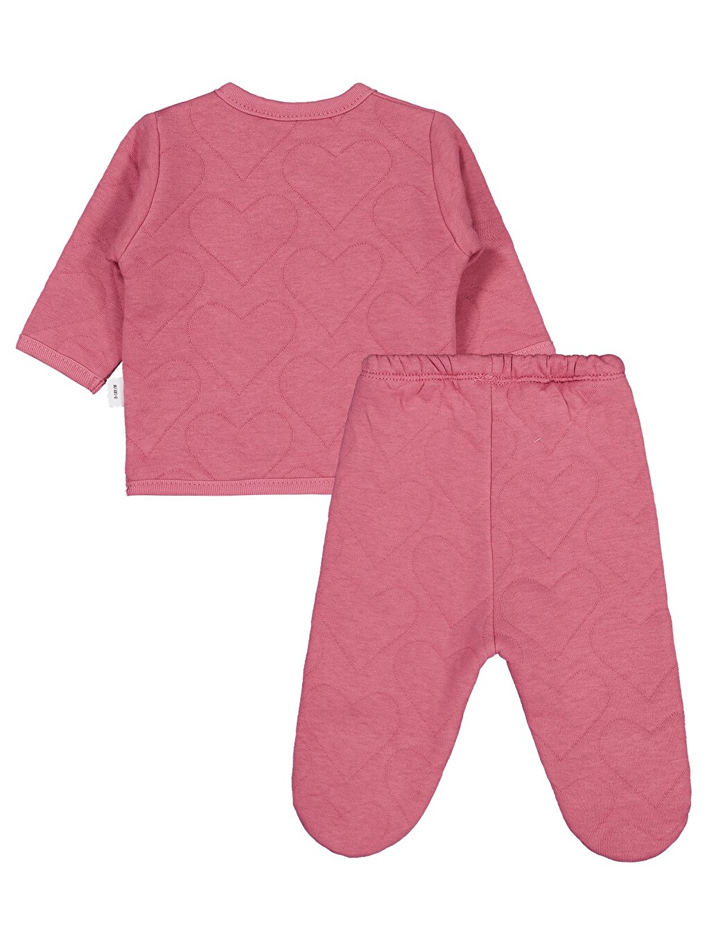 Baby Kalp Desenli 3lü Zıbın Takımları - Pembe-1