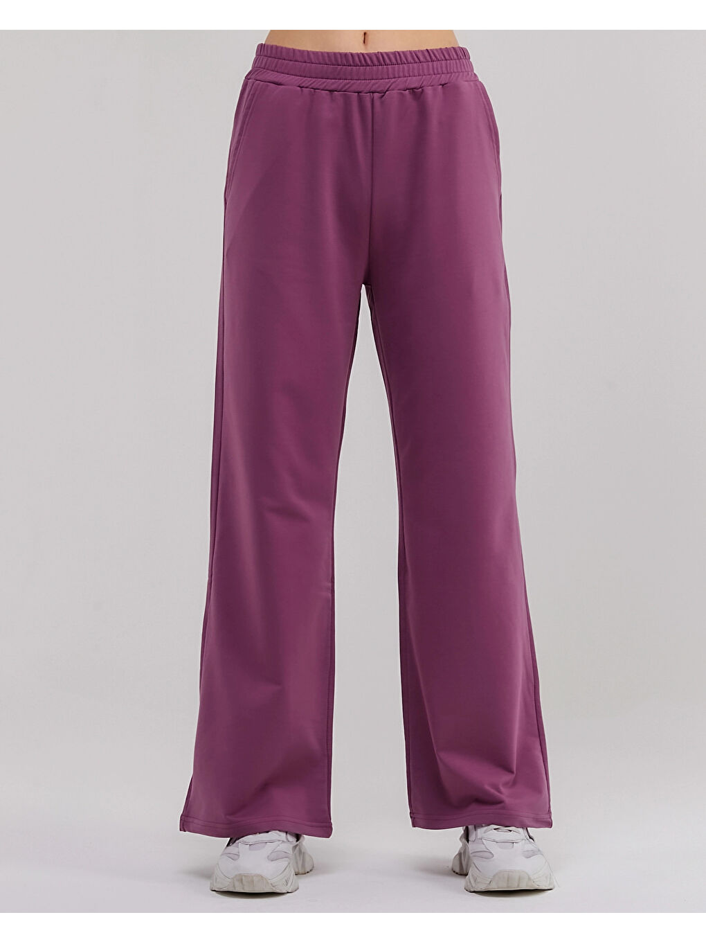 Mor Beli Lastikli Bol Paça Kadın Eşofman Altı N003-2