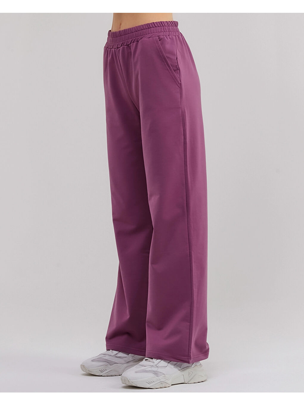 Mor Beli Lastikli Bol Paça Kadın Eşofman Altı N003-3