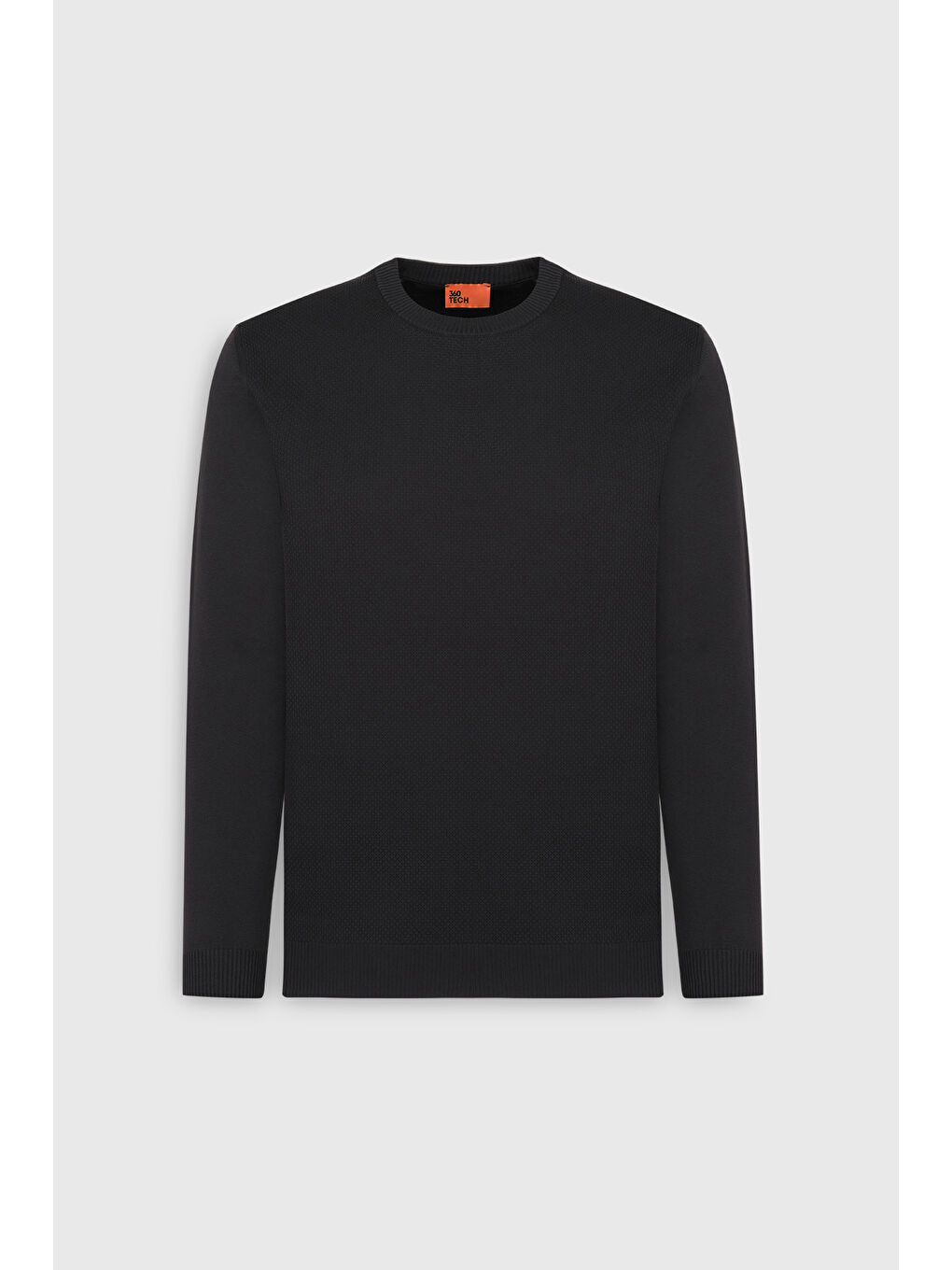 Erkek Siyah Standart Fit Normal Kesim Bisiklet Yaka Jakarlı Triko Kazak-6