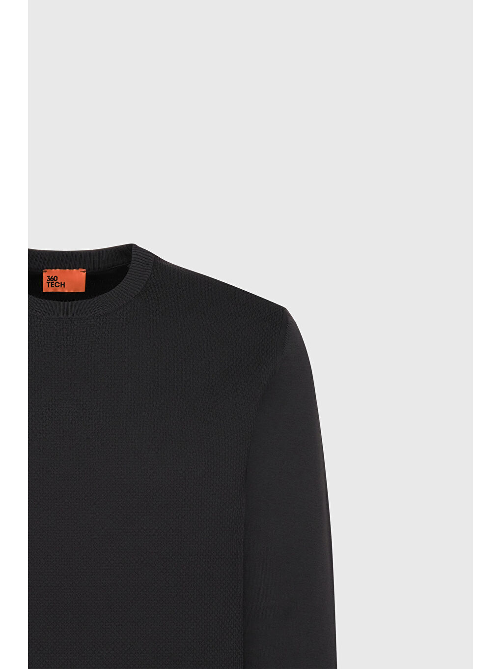 Erkek Siyah Standart Fit Normal Kesim Bisiklet Yaka Jakarlı Triko Kazak-7