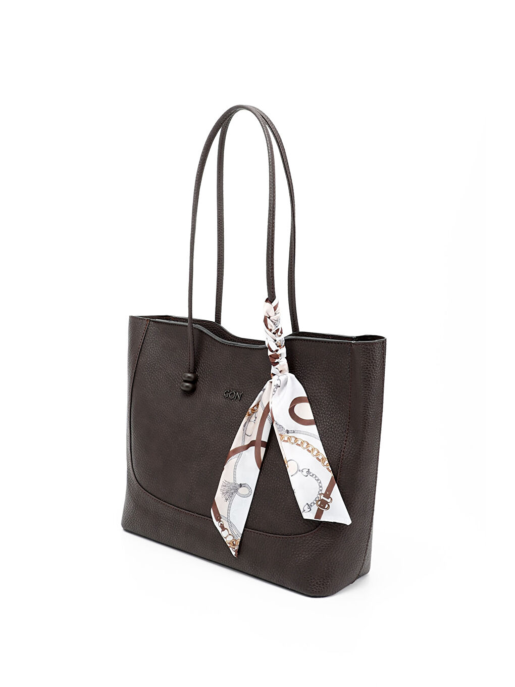 Kahverengi Kadın ÇİKOLATA KAHVE Fularlı Yavrulu Omuz Çantası-2