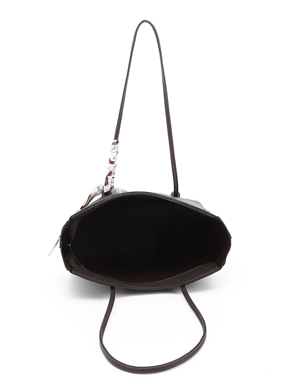 Kahverengi Kadın ÇİKOLATA KAHVE Fularlı Yavrulu Omuz Çantası-4