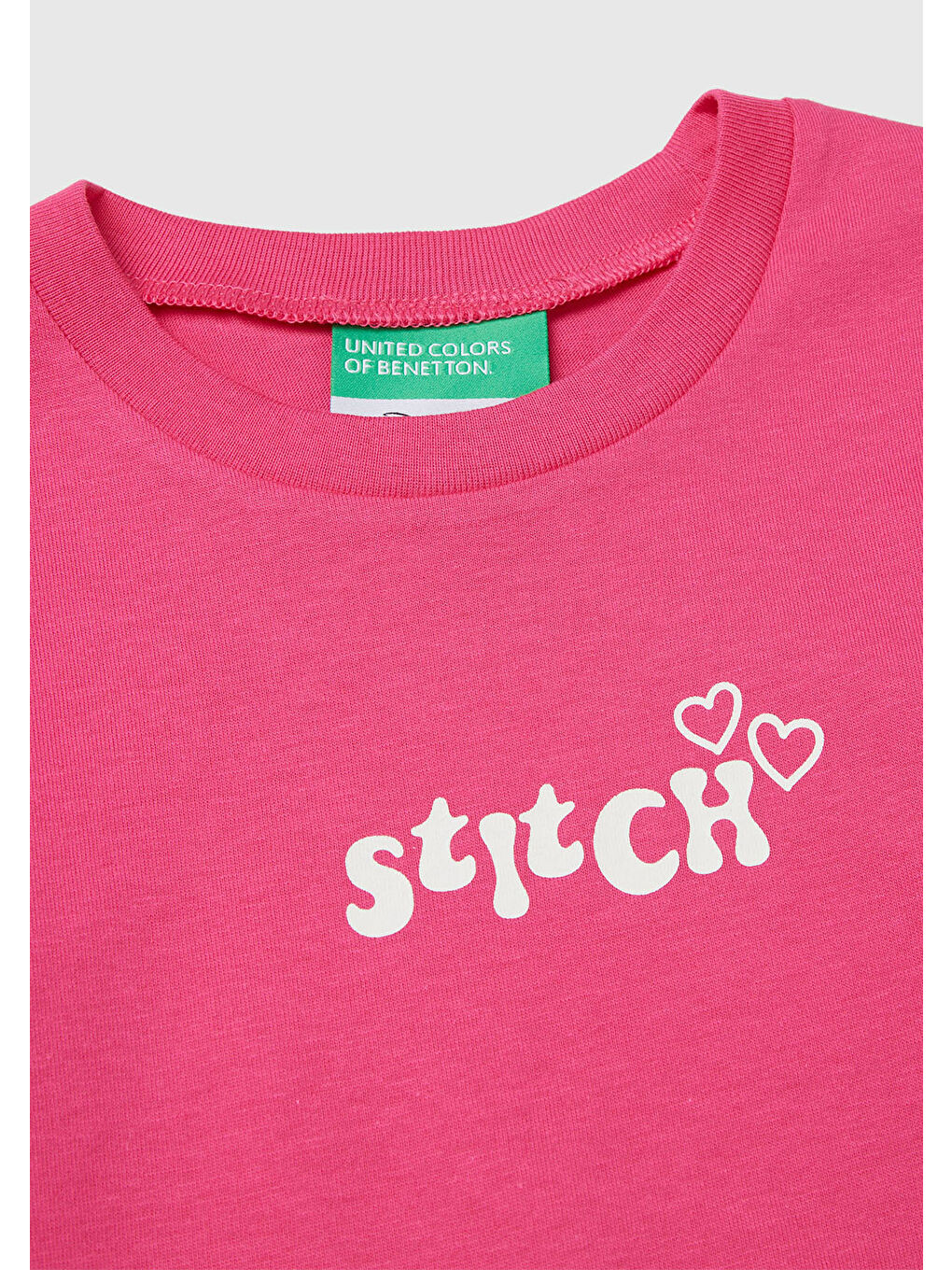 Kız Çocuk Pembe Önü Baskılı Logo Etiketli Ribana Yakalı Uzun Kollu T-shirt-2