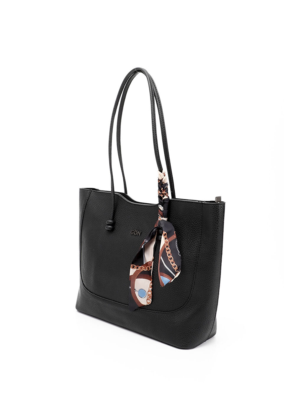 Mor Kadın ZÜMRÜT-SİYAH Fularlı Yavrulu Omuz Çantası-2