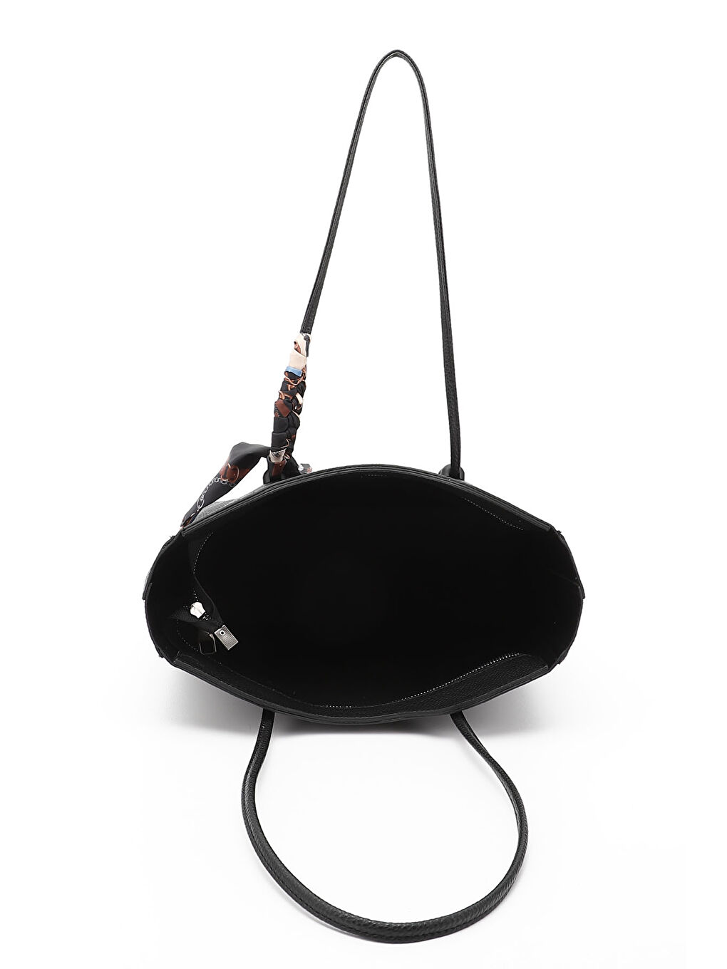 Mor Kadın ZÜMRÜT-SİYAH Fularlı Yavrulu Omuz Çantası-4