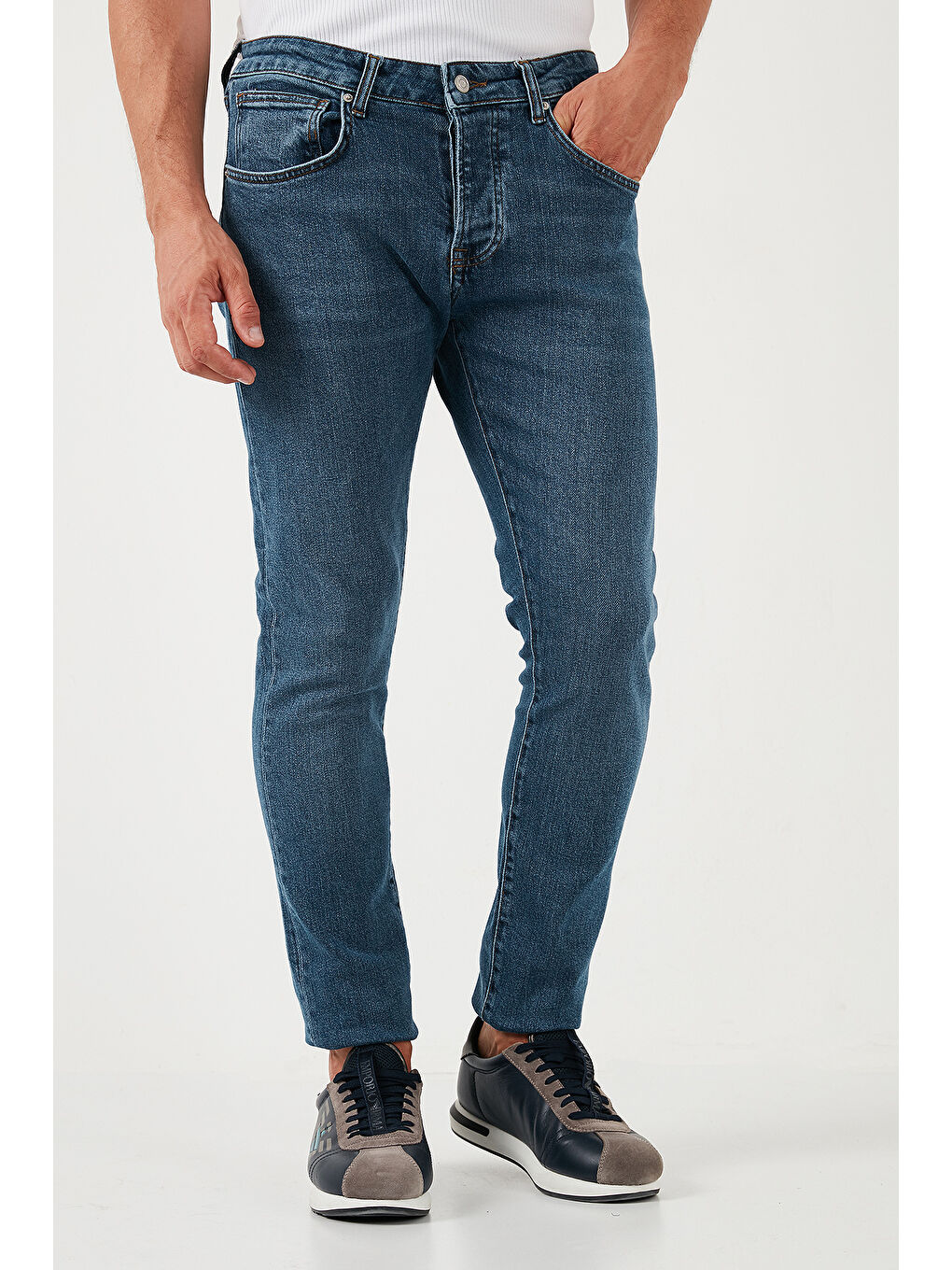 Buratti Lacivert Pamuklu Normal Bel Slim Fit Dar Paça Erkek Jeans 1115S05NAPOLI - 2