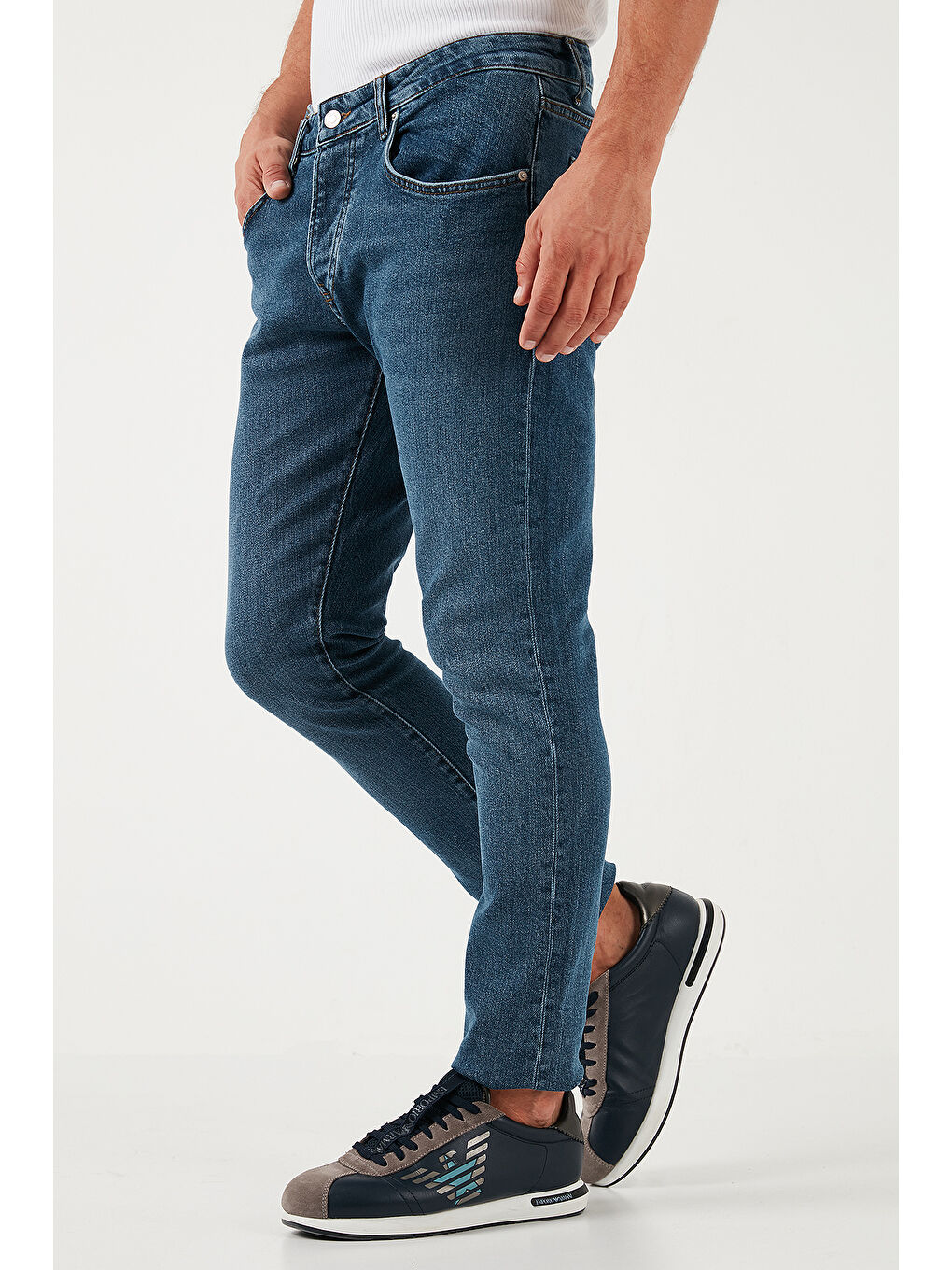 Buratti Lacivert Pamuklu Normal Bel Slim Fit Dar Paça Erkek Jeans 1115S05NAPOLI - 4