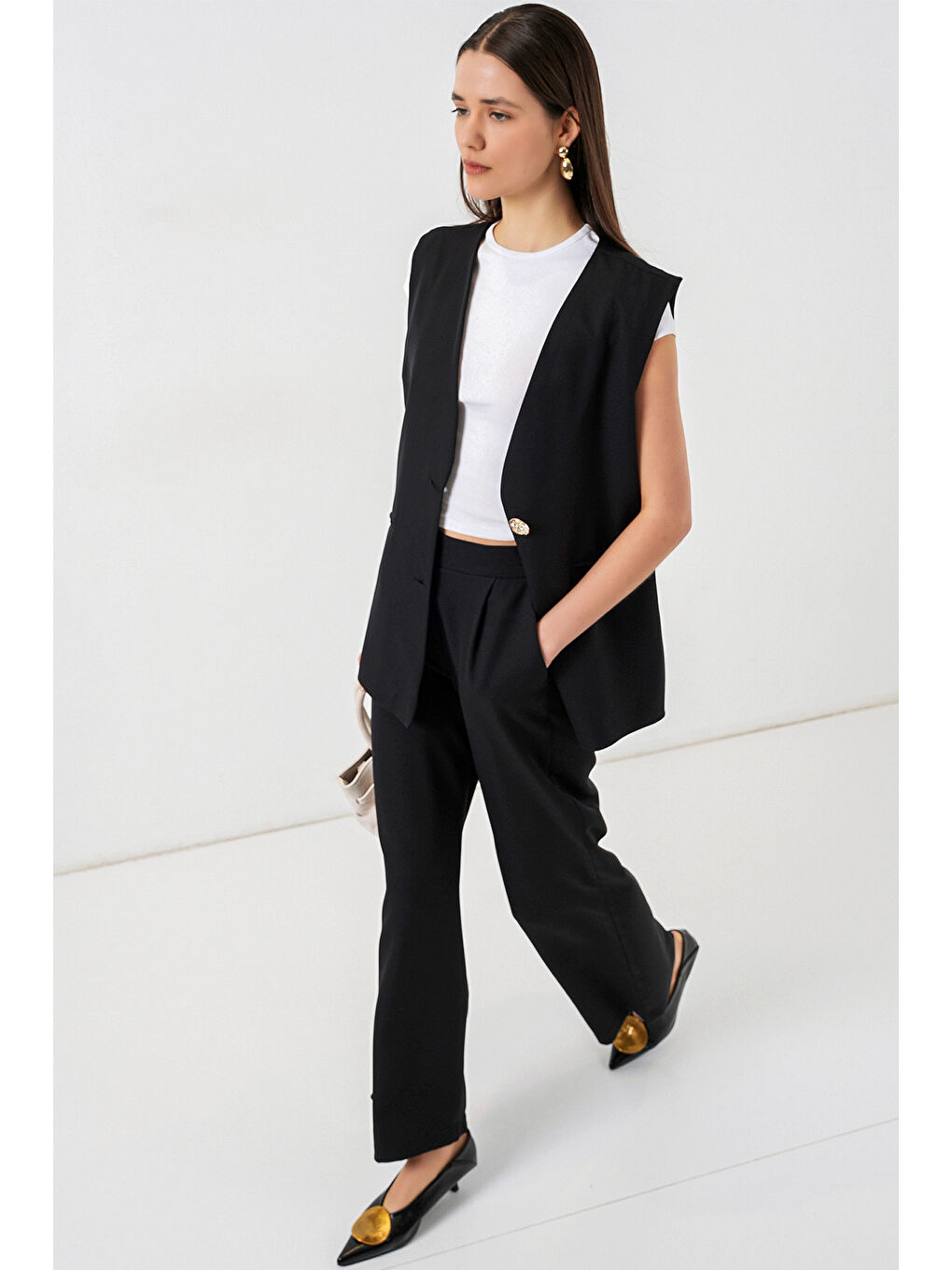Kadın Yelek Pantolon İkili Takım 30086 - Siyah