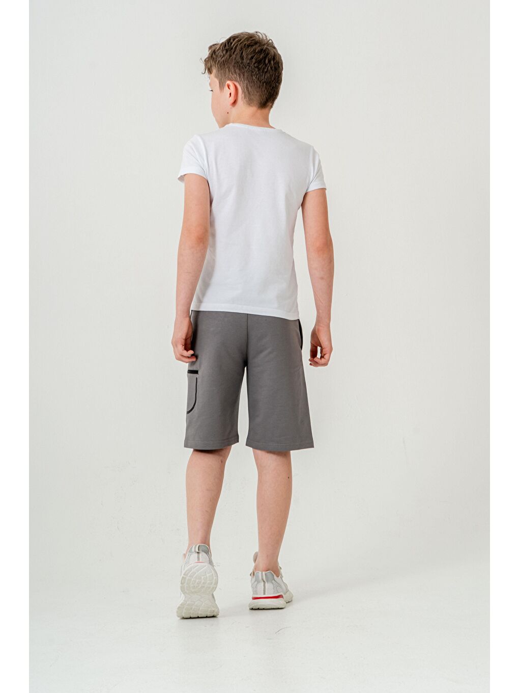 Gri Stay  Good Baskılı Cep Fermuarlı Erkek Çocuk Şort-6