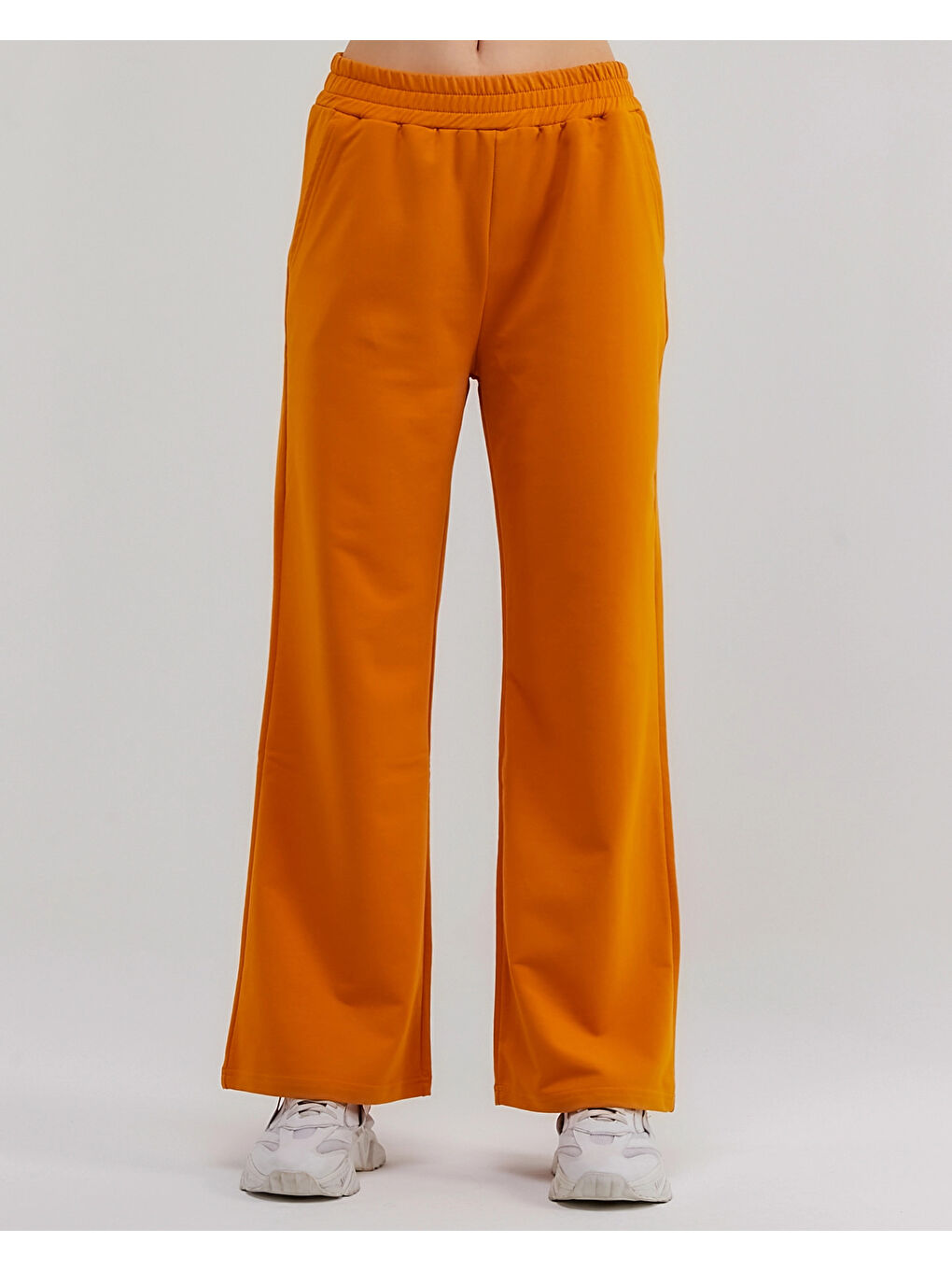 Sarı Beli Lastikli Bol Paça Kadın Eşofman Altı N003-2