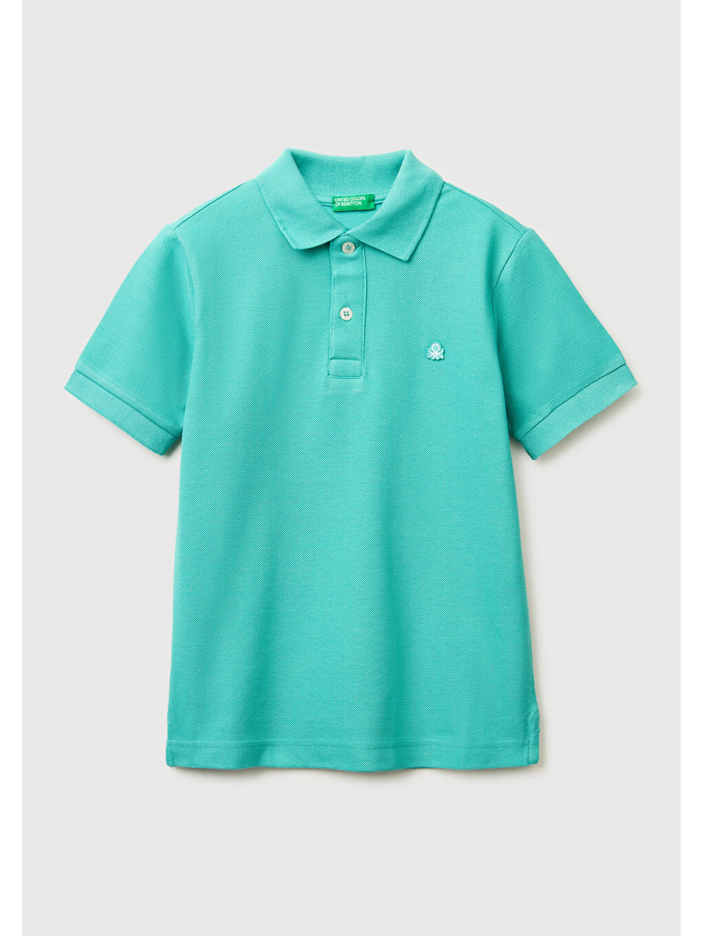 Erkek Çocuk Mavi-yeşil Logolu Pike Polo T-Shirt